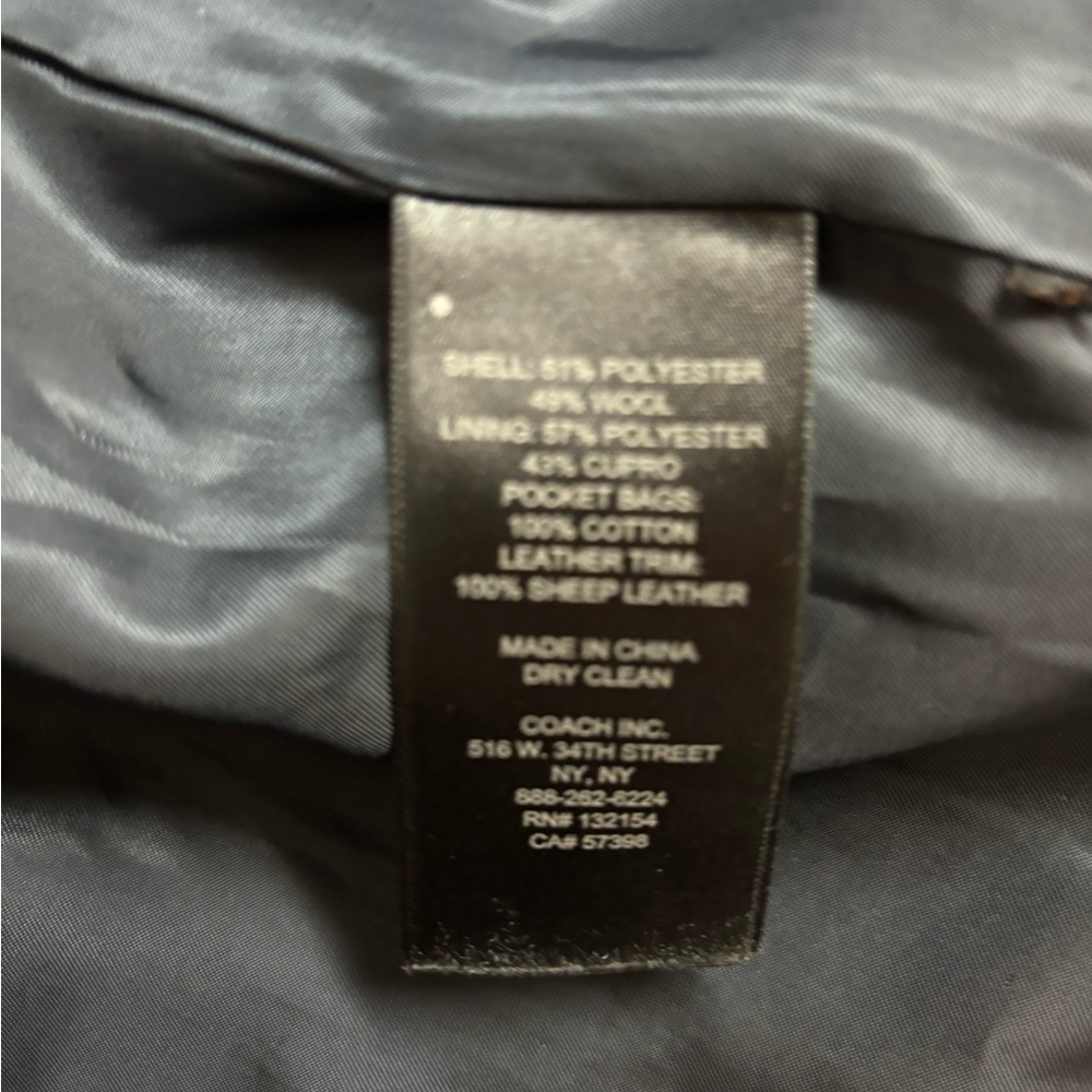 Coach Women's Navy Wool PeaCoat - Picture 3 of 4